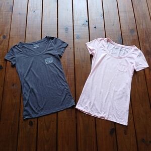 Victoria's Secret size S set of 2 light pink and gray short sleeve sequin tees